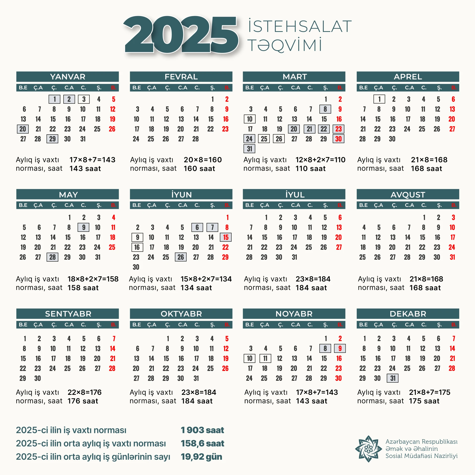 İstehsalat teqvimi 2025