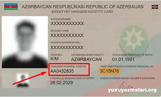 Yeni şəxsiyyət vəsiqəsi seriya nömrəsi